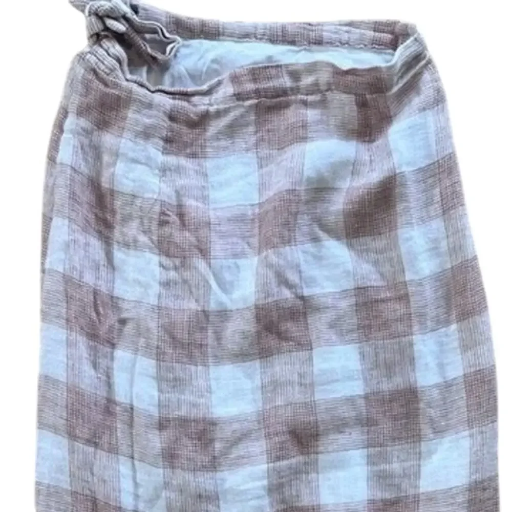 Heartloom Bently High Waist Checkered Midi Skirt Button Tie Coverup S Pink Cream